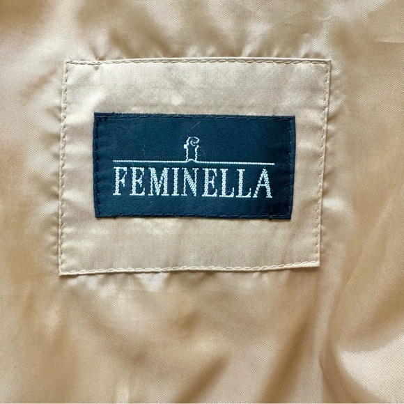 FEMINELLA BROWN PARKA COAT LONG WINTER TAN COAT FUR TRIM ON HOODIE SIZE SMALL - Picture 12 of 13